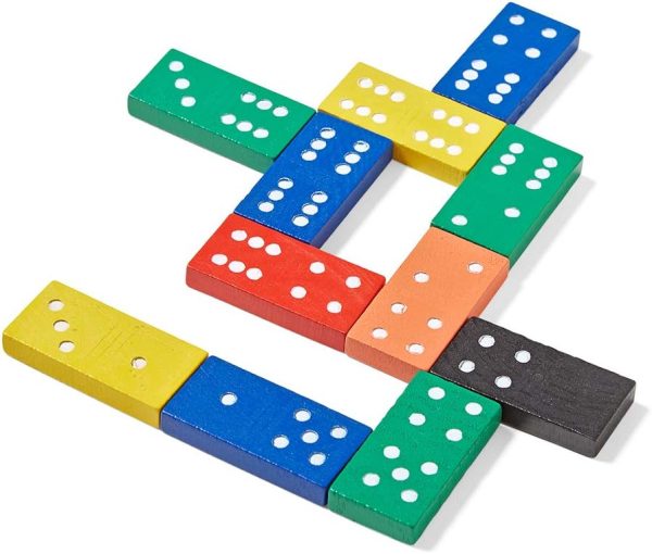 Wooden Dominoes Set for Kids,  Six Dominoes for Toppling, Bulk Domino Blocks, Montessori Math Manipulatives, Kids Dominoes Classroom Set, Kindergarten Learning Games (6 Sets of 28) - Image 2