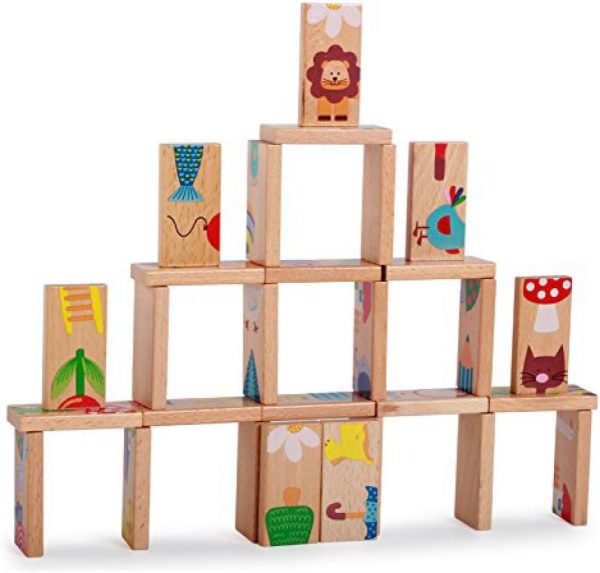 28 Pcs of Educational Wooden Toy Domino Animal Puzzles Kids Game Gift - Image 2