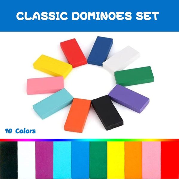1080 Pcs Wooden Dominoes Set, 10 Colors Building Blocks Bulk Dominoes with 3 Spacer, Colorful Wood Racing Tile Games for Kids and Adults - Image 2