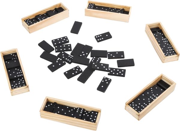 Dominos Set for Adults, 28 Pieces  Six Domino with Wooden Case, Domino Set for Classic Board Games, for Family and Kids (6 Pack Dominos)