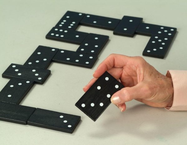 Jumbo  Six Domino Set. Includes 28, 1-3/4" x 3-1/4" x 1/4" Thick Wooden Dominoes, About 3X The Size of Standard Dominoes. - Image 2