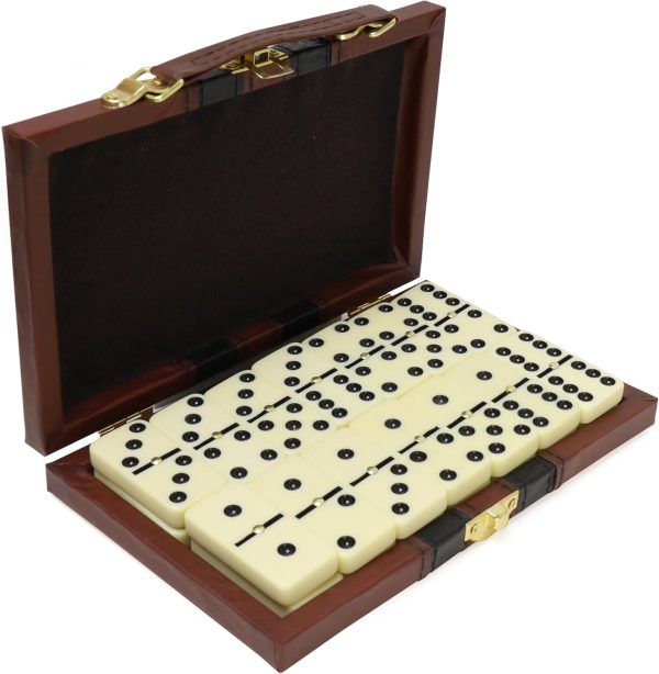 Premium  6 Dominoes Set, Classic Domino Game with Leather Case, Domino Set for Adults & Kids, Durable, Travel-Friendly, and Easy to Read Tiles