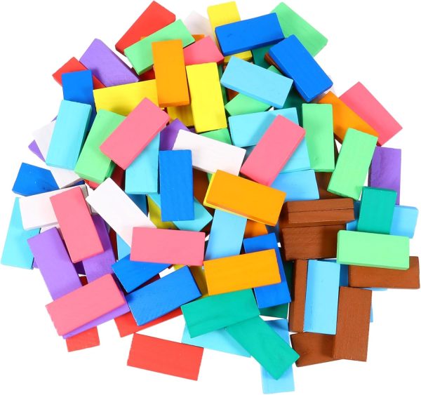 240pcs Wooden Dominoes Blocks Set Early Education Toy Compact Bright Design Safe Material Stacking Building Blocks for Boys and Girls
