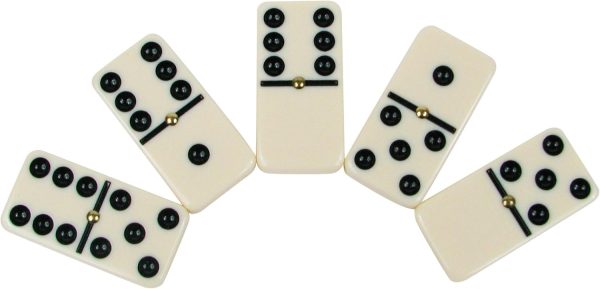 Dominoes Set- 28 Piece -Six Ivory Domino Tiles Set, Classic Numbers Table Game with Wooden Carrying/Storage Case by ! (2-4 Players) , Brown - Image 2