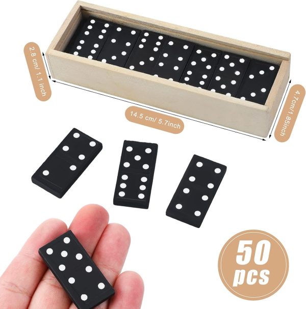 50 Pack Mini Dominoes Set Bulk Domino Party Favor Wooden Board Games  Six Dominos Game with Wood Case Classic Educational Toys Travel Leisure Time - Image 2