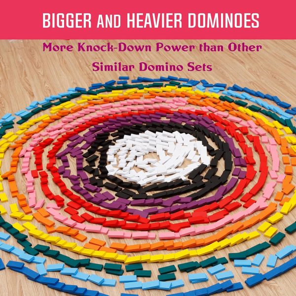 1200 Piece Dominoes Set for Kids, Colorful Dominos Tiles for Building, Stacking, Racing, Tumbling, Wood Domino with Box, Educational Toy - Image 2