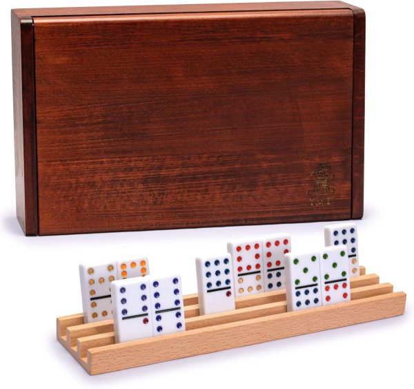 91 Tiles  12 Dominoes (Pips/Dots) Game Set with Wooden Case and 4 Racks